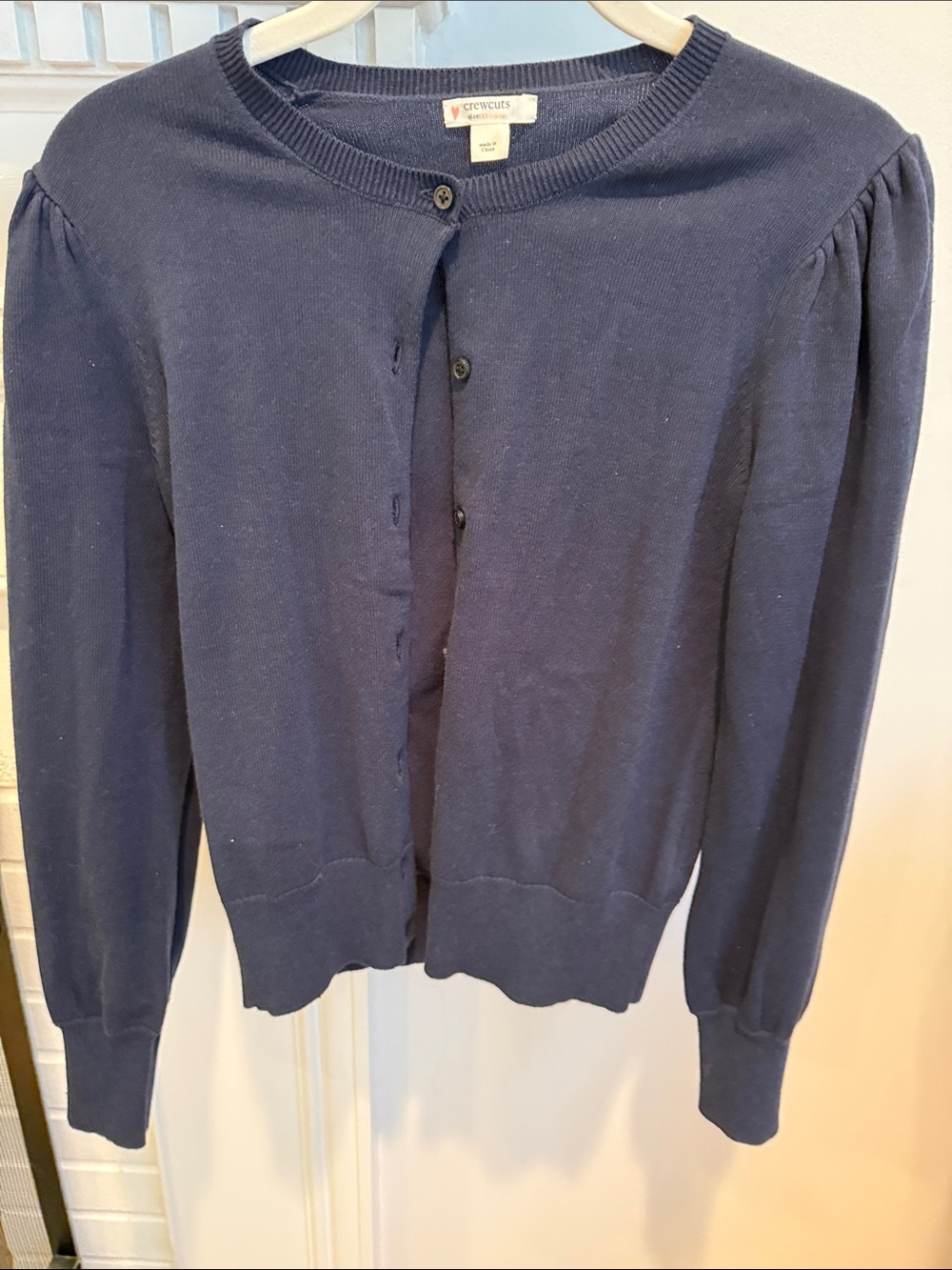 J. Crew crew cuts Navy Button-Front Crewneck Cardigan